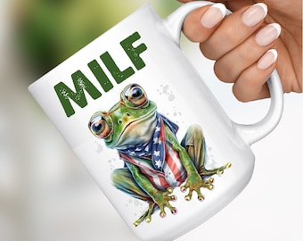 Tazza da caffè MILF, Uomo Amo le rane, Tazza regalo per mamma Tazza da caffè rana Tazza in ceramica MILF Amante rana Regalo Fidanzata Moglie Regalo Divertente novità Regalo