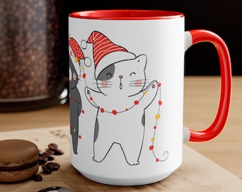 Regalo de taza para amantes de los gatos, Taza de gato de Navidad para amantes de los animales, taza de café para gatos, taza de memes, taza de memes, taza para madres de gatos
