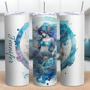 Personalized Aquarius astrology Zodiac Tumbler, Aquarius Zodiac sign for Her, Birthday gift, custom Zodiac tumbler, Horoscope Zodiac Sign