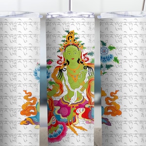 Green Tara Tumbler, Tibetan Gift, Buddhist Wisdom, Female Buddha, Zen Gift For Men Women, Tibetan Gift for Buddhist, Mug gift for Teacher