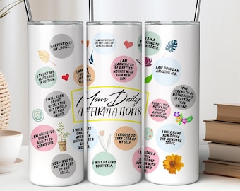 Custom name Daily reminders Glass tumbler Mental Health Tumbler Daily Affirmations Glass cup 20oz Affirmations tumbler best friend gifts