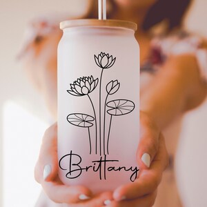 Personalized Birth Flower Coffee Cup With Name, Personalized Birth Flower Tumbler, Bridesmaid Proposal, Gifts for Her, Party Favor, Flower