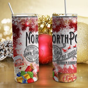 Cute Christmas Tree Tumbler, NorthPole Tumbler for Christmas, Christmas Truck Tumbler Holiday Gift for Her
