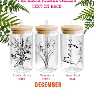 Personalized Iced Coffee Cup 20oz Glass Cup, Custom Beer Can Glass with Lid and Straw, Bridesmaid Proposal Gift Glass can coffee cup