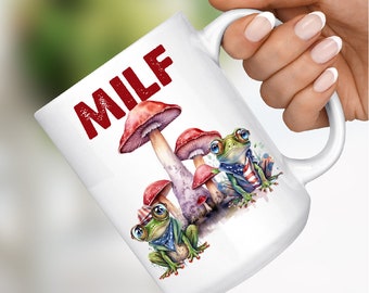 Uomo che amo le rane tazza MILF tazza di caffè divertente regalo per la mamma rana tazza di caffè tazza di ceramica MILF rana amante regalo fidanzata moglie divertente novità regalo