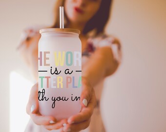 Mental Health Warrior Tumbler, Daily Affirmations Glass cup, 16oz Daily affirmations tumbler, gift for her, Best Friend Skinny Tumbler