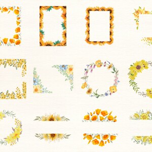 Gula blommor PNG, akvarellblomma Clipart, gula blommor buntillustrationer, direktnedladdning, klisterlappar, digitala PNG-klistermärken bild 7