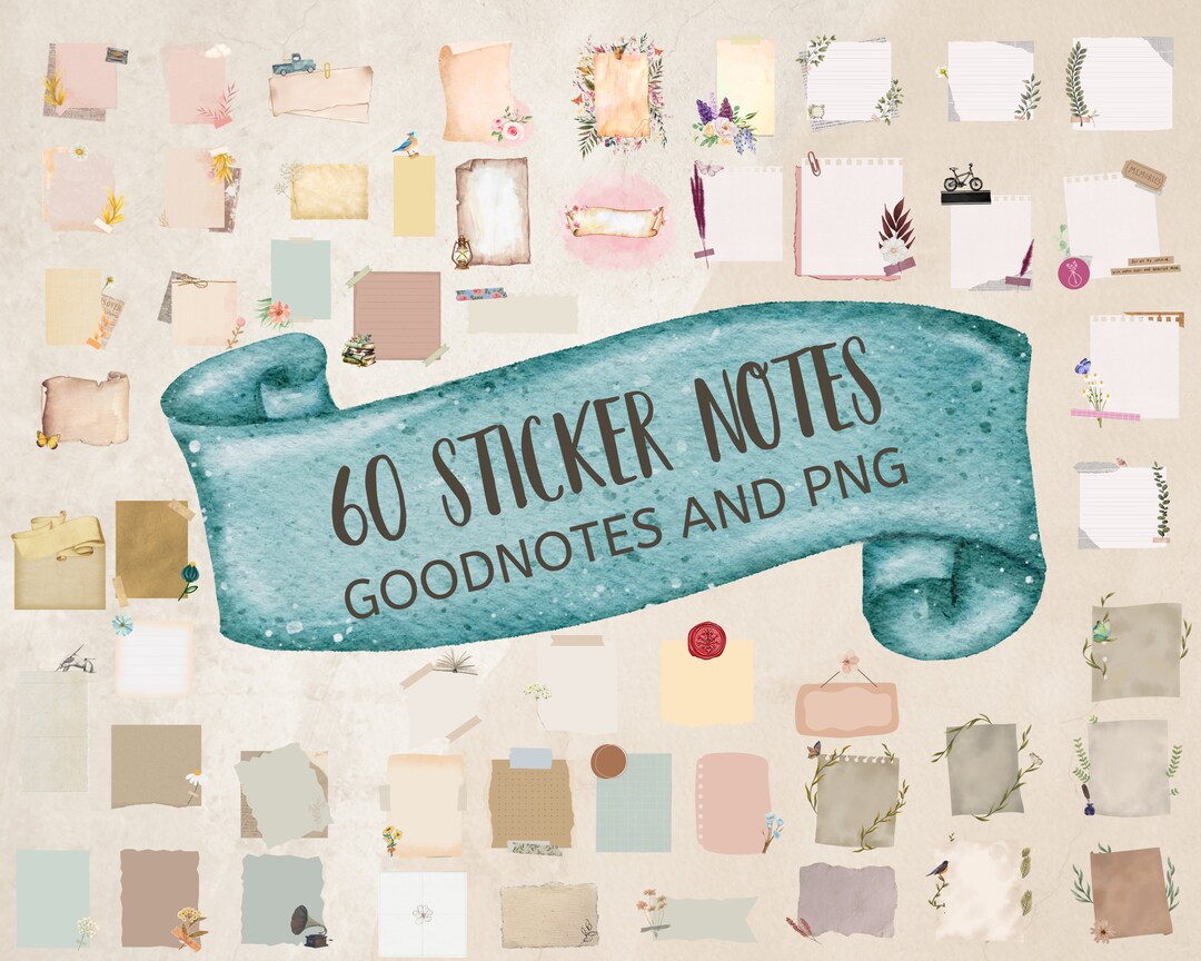 Digital Boho Goodnotes Sticker, Boho Sticky Notes PNG , Vintage PNG ...