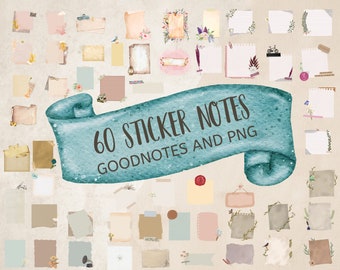Digital Boho Goodnotes Sticker, Boho Sticky Notes PNG , Vintage PNG Digital Stickers, Goodnotes Planner, PNG Digital Sticker, Clipart
