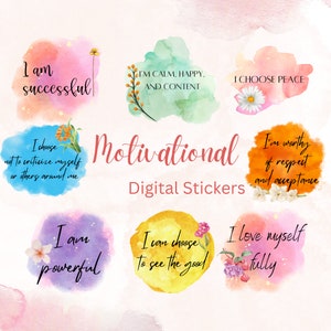 Naklejki z afirmacjami Goodnotes Daily Affirmation, Naklejki do cyfrowego planera Affirmation, Wstępnie przycięte naklejki Goodnotes i PNG do cyfrowego planera, Pozytywne