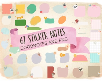Digital Pastel Color Goodnotes Sticker, Pastel Sticky Notes PNG , Goodnotes Planner PNG Digital Sticker, Note Page, Clipart