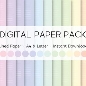 Pastel Digital Paper, Multi-Colored, College Ruled, Lined Paper, Digital Planner Templates, A4 & Letter,Goodnotes, Notability, iPad