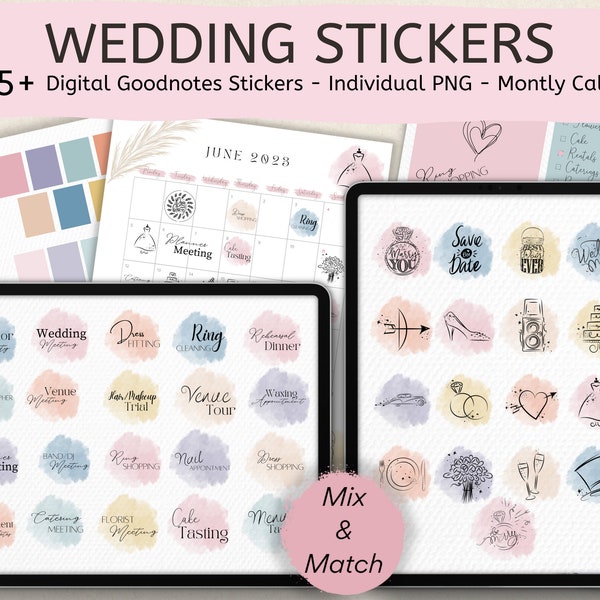 Goodnotes Wedding Digital Planner Stickers, Goodnotes Pre-cropped Stickers, Ipad Sticker, Digital Planner Sticker, Journal Stickers, Clipart
