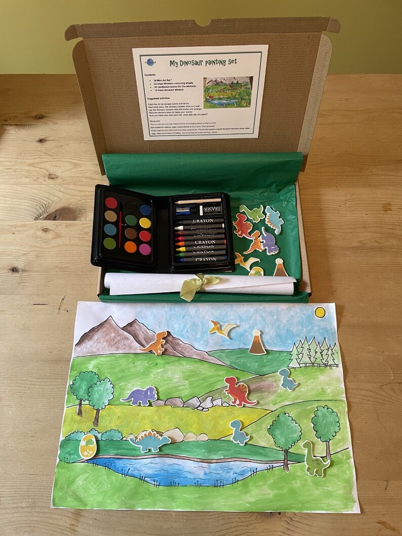 Childrens Dinosaur Painting Set Activity Art Box for Kids Etsy UK