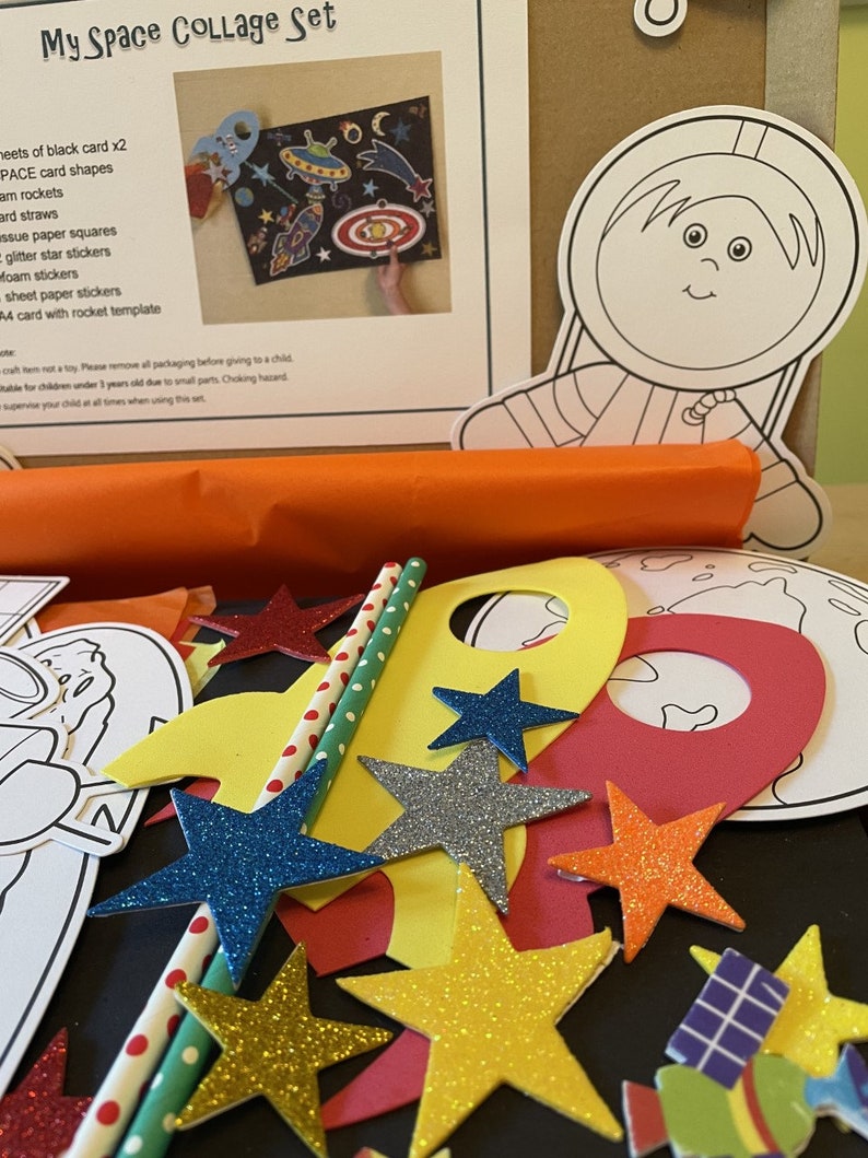 Space Collage And Craft Kit For 4 5 6 7 Year Olds Stickers Etsy UK