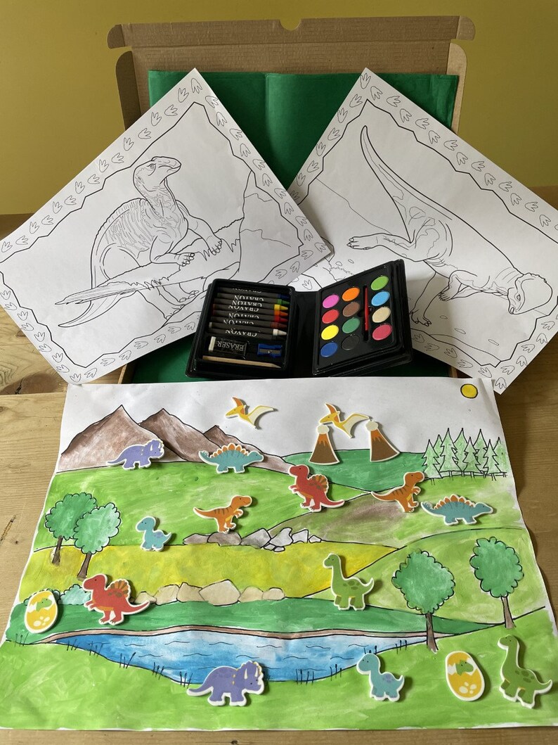 Childrens Dinosaur Painting Set Activity Art Box for Kids Etsy UK