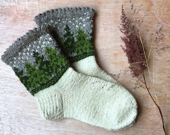 Latvian Wool Socks - WINTER SCENE