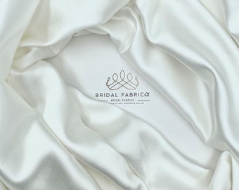 Stretch Silky Satin Bridal Fabric, 59 inches Width Deluxe Bridal Satin Fabric By The Yard, Wholesale Wedding Fabric for Bridal Dress