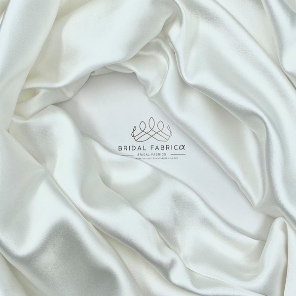 Stretch Silky Satin Bridal Fabric, 59 inches Width Deluxe Bridal Satin Fabric By The Yard, Wholesale Wedding Fabric for Bridal Dress