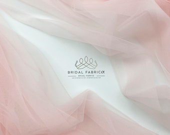 Blush Soft Tulle Fabric, 118” Wide Stretch Bridal Pink Mesh Material Wholesale