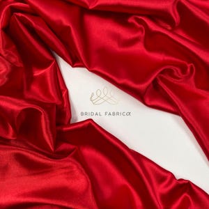 Red Silky Satin Fabric by the Yard, Glossy Bridal Dress Material, 60 in Satin for Lingerie and Nightwear, Glamorous Touch Collection SS30