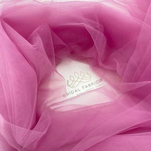 BT68-Rose Bridal Tulle Fabric By The Yard, 118 in Wide Italian Mesh Fabric for Evening Dress Making and Tutu Skirt, Wholesale Tulle