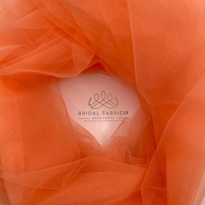 BT18-Pastel Orange Bridal Tulle Fabric Sold By The Yard, 300 cm Wide Lightweight Tulle Material for Tutu Skirt and Prom Dress