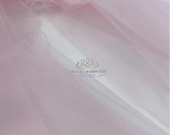 Light Pink Crystal Tulle Fabric, 118” Wide Stiff Shiny Mesh Material Wholesale