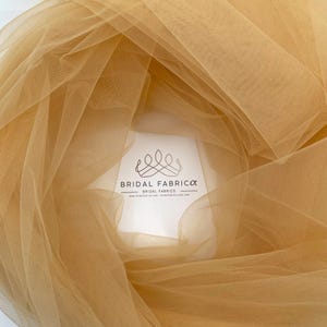 BT13-Golden Sand Bridal Tulle Fabric By The Yard, 118 in Wide Italian Tulle Material for Tutu Skirt and Evening Dress, Wholesale Tulle Mesh
