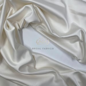 Premium Satin Bridal Fabric for Wedding Couture Dress, 60&quot; Wide Stretch Luxurious Ivory Fabric By The Yard