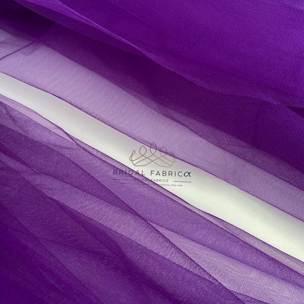 Purple Stiff Tulle Fabric for Wedding Decoration, Crystal Tulle Fabric By The Yard for Tutu Skirt and First Birthday Tulle Dress