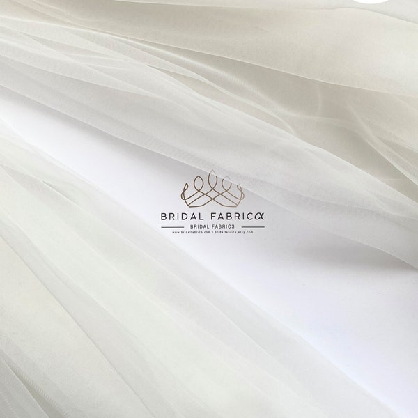 Dark Ivory Soft Tulle Fabric for Wedding Dress and Bridal Cape, Extra Wide Illusion Mesh Tulle Fabric By The Yard, Ivory Veiling Fabric