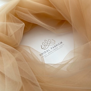 BT07-Nude Bridal Tulle Fabric By The Yard, 300 cm Wide Lightweight Tulle Material for Wedding Gown and Bridal Dress, Wholesale Italian Mesh