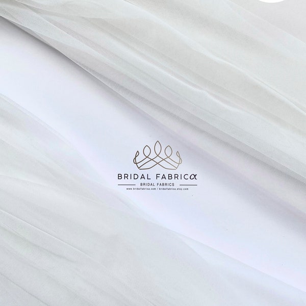 Light Ivory Soft Tulle Fabric for Simple Veil and Wedding Dress, Off White Veiling Fabric, 118 inches Width Bridal Tulle By The Yard