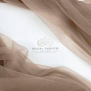ST39-Mocha Beige Stretch Bridal Tulle Fabric, 300 cm/118&quot; Width Soft Tulle By The Yard, Wholesale Illusion Mesh Tulle Fabric