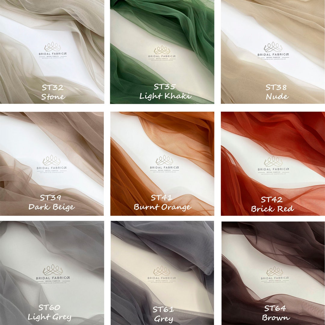 Soft Bridal Tulle Fabric Rustic Color Palette for Wedding Dress and ...