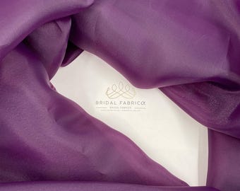Deep Grape Bridal Matte Organza Fabric, 118” Wide Cloudy Organza Material Wholesale