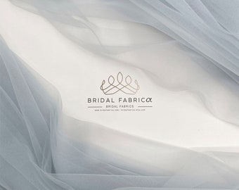 ST22-Misty Blue Stretch Tulle Fabric, jasnoniebieska iluzoryczna siateczka cięta na wymiar, 118 cali, miękki tiul ślubny do produkcji sukien ślubnych i welonów