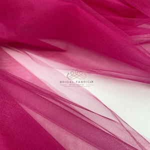 CT41-Fuchsia Crystal Tulle Fabric By The Yard, Stiff Tulle for Summer Party Decoration and Tutu Skirt, Bridal Stiff Mesh Fabric