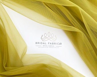 Chartreuse Soft Tulle Fabric, 118” Wide Stretch Bridal Tulle Material Wholesale