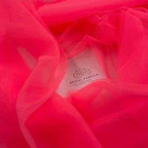 BT53-Electric Pink Italian Matte Tulle Fabric By The Bolt, 118 in Wide Neon Pink Bridal Tulle Material for Party Decoration and Tutu Skirt
