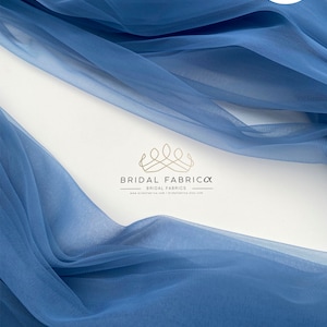 ST59-Blue Stretch Bridal Tulle Fabric By The Yard, Illusion Tulle for Dress Making