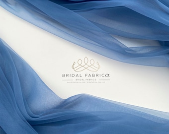 Blue Soft Tulle Fabric, 118” Wide Stretch Tulle Material Wholesale