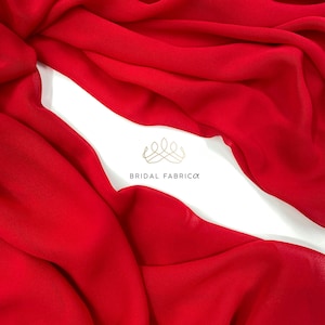 Scarlet Red Multi Chiffon Fabric By The Yard, 60" Width Bridal Chiffon for Bridesmaid Dress and Valentines Day Decoration