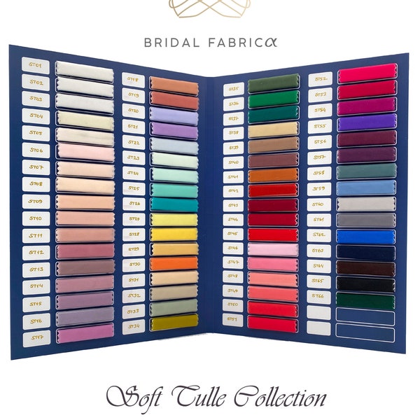 Soft Tulle Swatch Book/66 Colors, Stretch Bridal Tulle Color Catalog, Mesh Tulle Fabric Sample Book