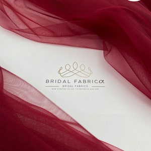 ST43-Burgundy Stretch Bridal Tulle Fabric By The Yard, 300 cm Width Soft Tulle Fabric for Bridesmaid Dress and Wedding Decoration