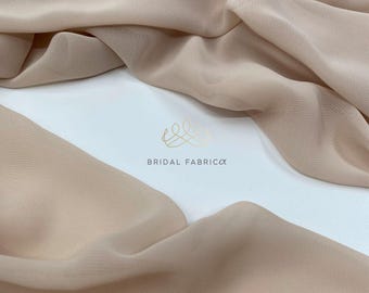 Hellbeige Chiffonstoff für Hochzeitsdekoration und Brautkleid, fließendes Chiffonmaterial für Hijab