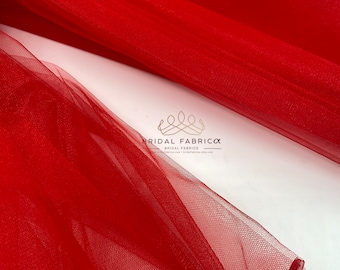 Tessuto in tulle di cristallo rosso chiaro tagliato su misura, tulle rigido rosso lucido per abito da servizio premaman e gonna tutù