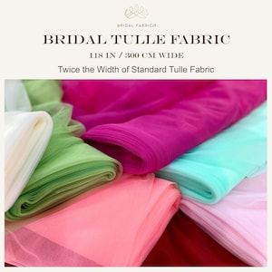 118&quot; Wide Bridal Tulle Fabric for Bridal Gown and Wedding Dress, Lightweight Italian Tulle Material By The Yard for Tutu Skirt