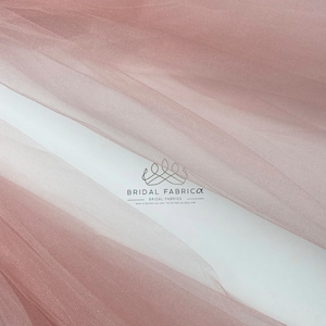 CT14-Salmon Sparkle Tulle Fabric for Tulle Bridal Dress and Evening Gown, Crystal Tulle By The Roll